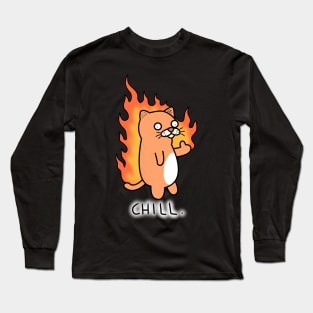 Chill cat on fire! Long Sleeve T-Shirt